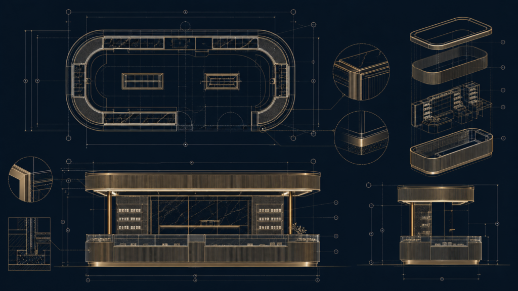Mall kiosk architectural CAD drawings